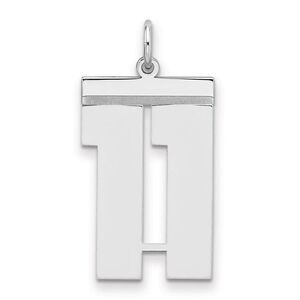 Sterling Silver, Athletic Collection, Large Polished Number 11 Pendant